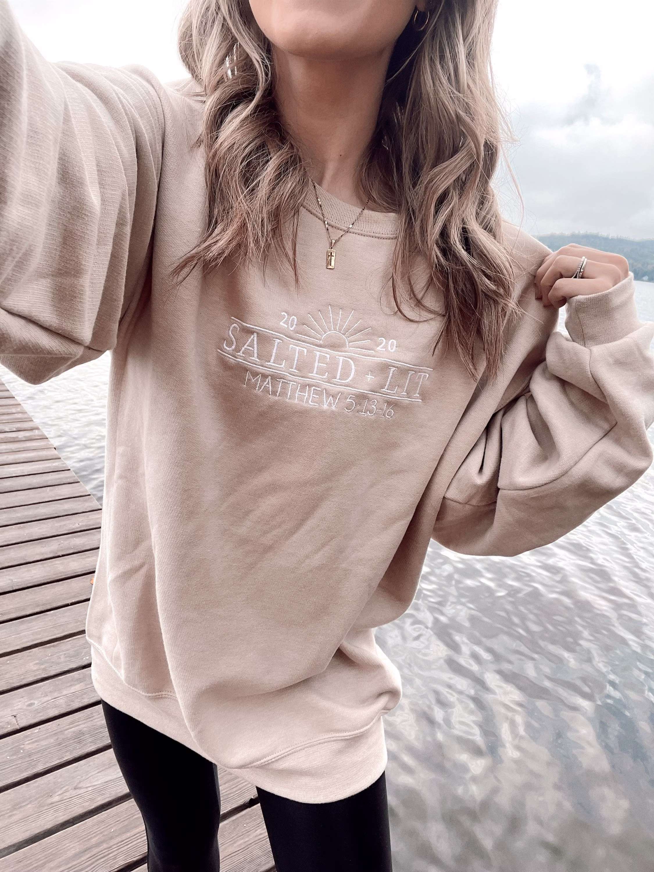 Salted + Lit Embroidered Sweatshirt || Christian Salt & Light Pullover Top