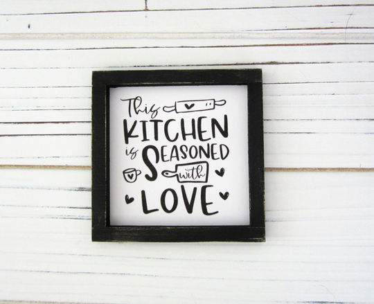 Kitchen Sign, Tiered Tray Decor, This Seasoned With Love, Mini Small Home Decor