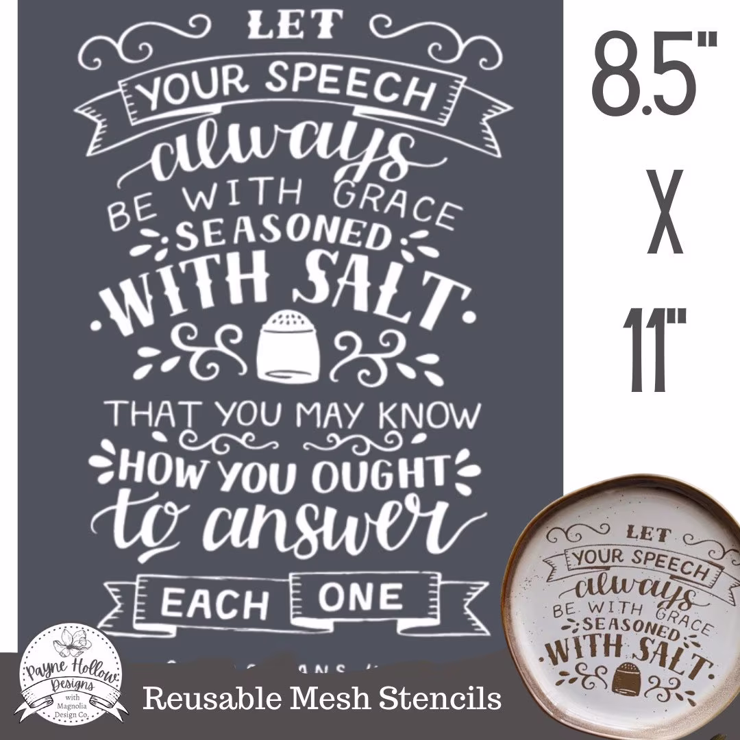 Seasoned With Salt Stencil 8.5 X 11 Reusable Mesh Diy Decor Chalk Paste