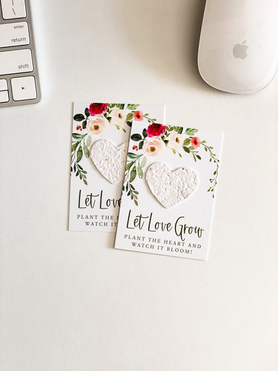 Grownotes™, Let Love Grow Favor Cards, Roses Pale Blue, Mailable Favor, Mini Seed Paper Plantable, Wallet Size, Wedding Shower, #28