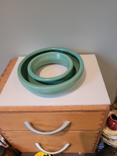 Antique Bulb Bowl, Pottery Ring, Planter