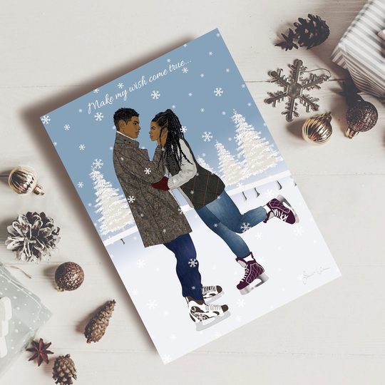 Make My Wish Come True, Christmas Card, Happy Holiday Black Couple Christmas