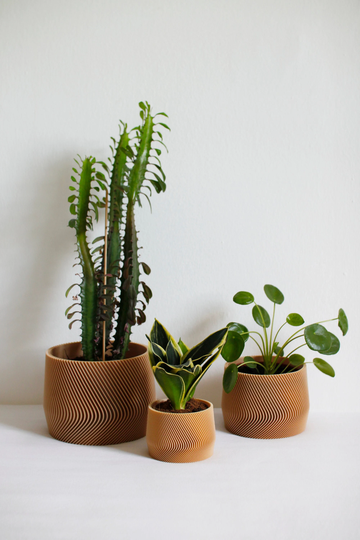 Set Of 3 Planters Mayla Blumentopf 3Er Indoor Pflanztopf Übertopf Plant Pots Printed in Wood Or White