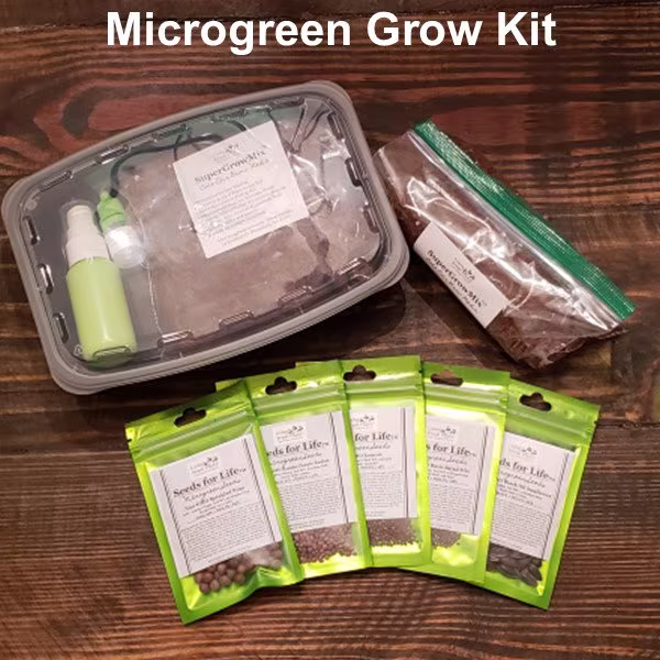 Microgreen Grow Kit - 5 Harvests | Fun Pack Varieties Of Microgreens Basic Salad Mix, Broccoli, Sunflower, Radish & Speckled Peas