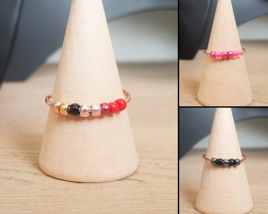Seed Bead Anxiety Ring, Minimalist Fidget Seed Anxiety Meditation Worry Handmade Dainty Ring