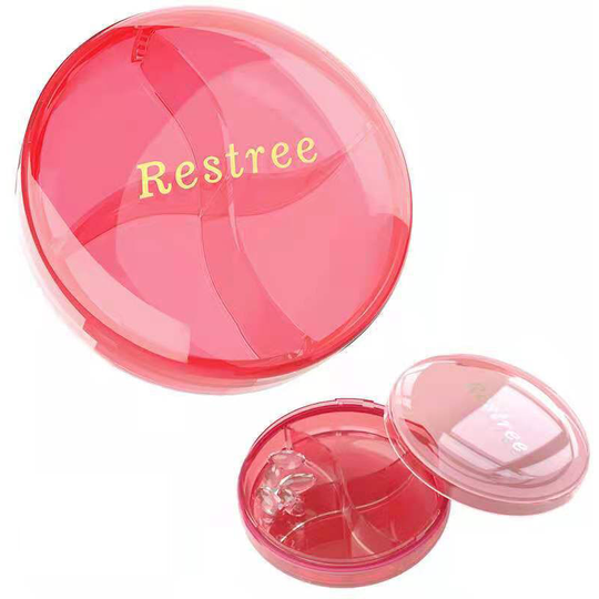 Pill Box, Portable Small Medicine Box, Mini Four-Compartment Medicine Box pink - Muff