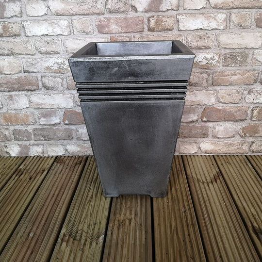 Samuel Alexander - Milano Tall Grey Pewter Garden Planter - 45cm Tall