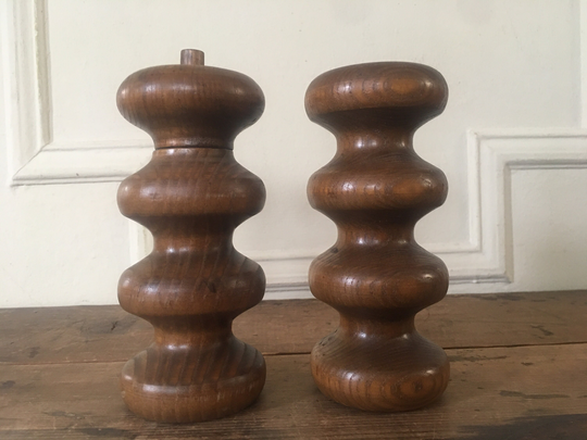 Vintage Mcm Michael Lax For Copco Wooden Salt & Pepper Shakers - Retro Kitchen, S&p, Walnut Danish Modern Design, Made in Italy