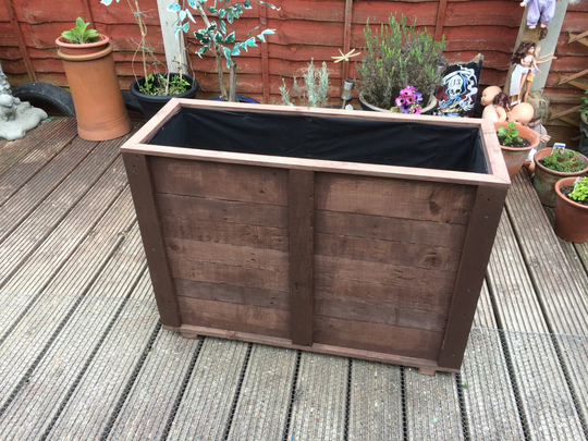 Garden Trough Flower Or Vegetable Planter On Feet - Tall Version Hand Made From Wood Small