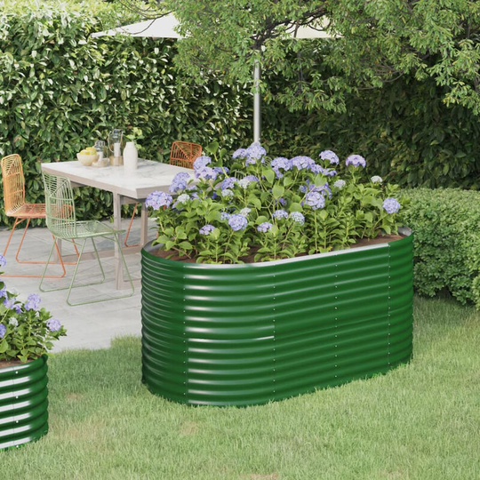 Asupermall - Garden Planter Powder-coated Steel 152x80x68 cm Green