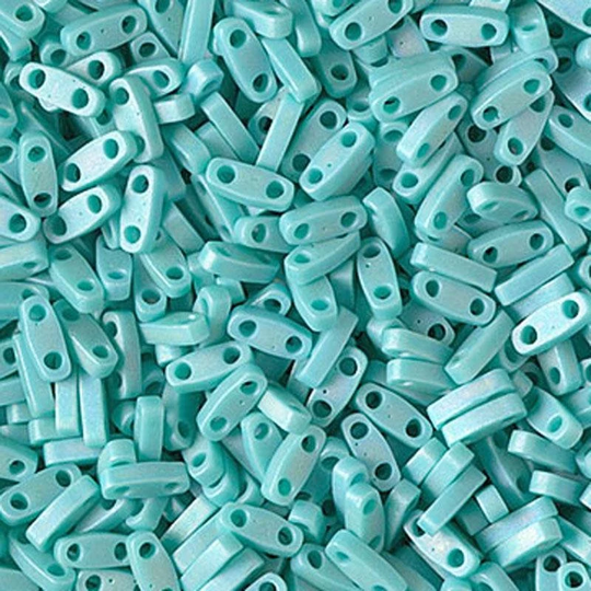Seed Beads-5mm 1/4 Cut Tila-412Fr Matte Opaque Turquoise Green Ab-Miyuki-7 Grams