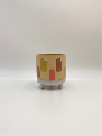 Swift Indoor Handmade Plant Pot On Legs, Ceramic Plant Pot, D13cm, Housewarming Gift, Pink Pattern