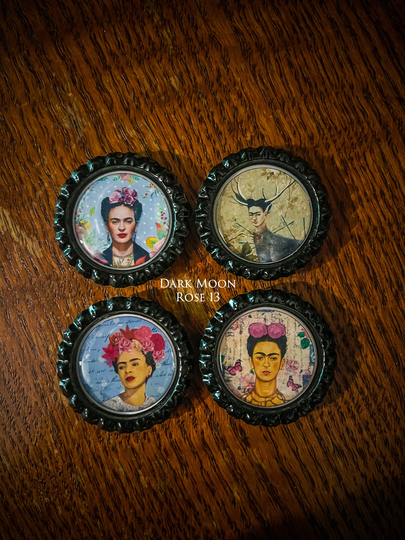 Frida Khalo Set #2 | Pin Magnet Art Bottle Caps Resin Domed