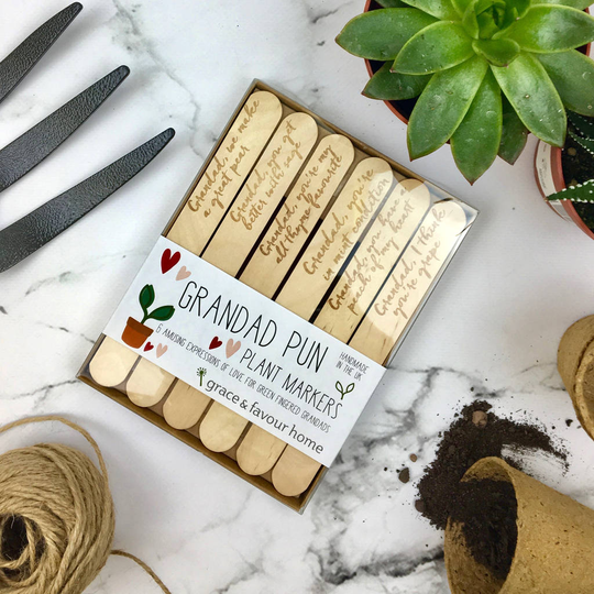 Personalised Funny Plant Marker Set For Grandad
