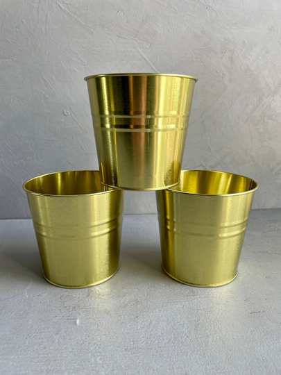 Brushed Gold Pots | Simple Design Without Drainage Hole Metal Pot Planter Projects & Crafts Cover