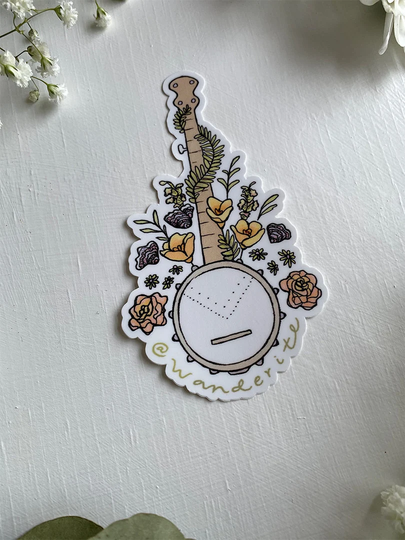 Banjo Flowers Sticker