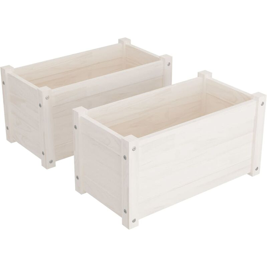 Garden Planters 2 pcs White 60x31x31 cm Solid Pinewood Vidaxl White