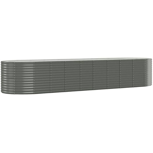 Garden Planter Powder-coated Steel 396x100x68 cm Grey vidaXL - Grey