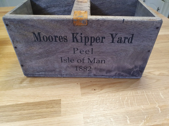 Solid Hardwood Storage Box.large 30cm Long, Hand Stamped Moores Kipper Yard
