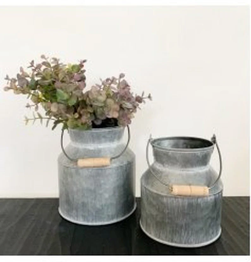 Decorative Milk Churn Zinc Metal. Small Vintage Style Planter
