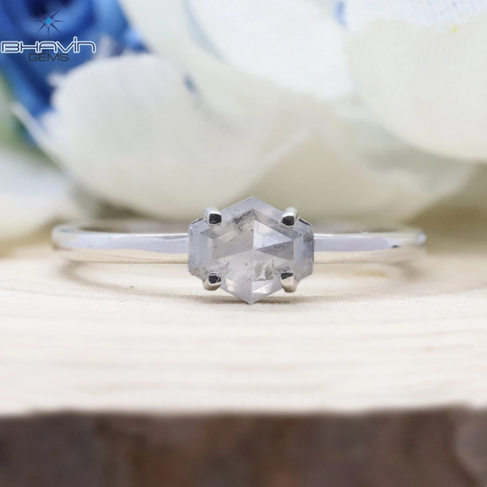 14K & 18K, Gold Ring, Geometric Diamond, Salt & Pepper Natural Diamond Engagement Wedding Bjr-60