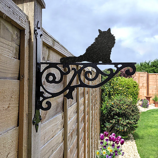 Ragdoll Ornamental Hanging Bracket - Contemporary Basket Wall Mounted Decorative Garden Black