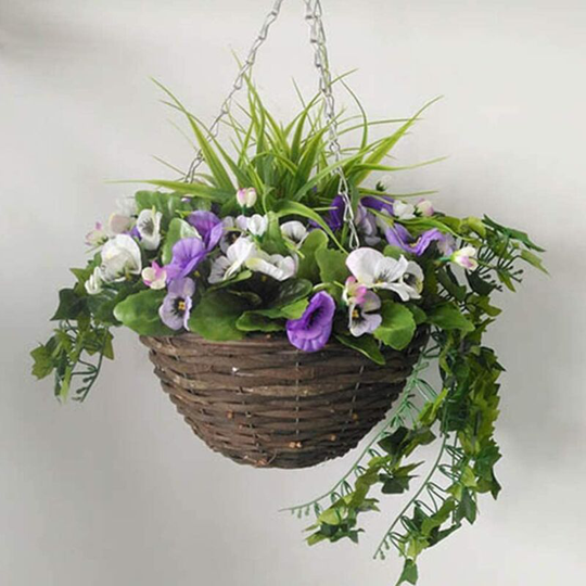 2pcs Rattan Hanging Planter Basket Indoor Outdoor Flower Hanging Planters Woven Straw Planter Ceiling Flower Pots for Garden