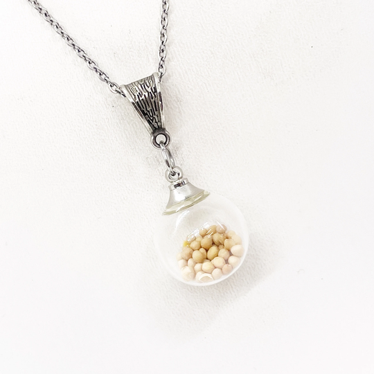 Faith Jewelry, Mustard Seed Glass Ball Necklace, Scripture Matthew 17 20