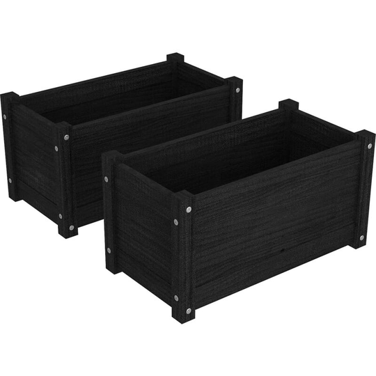 Garden Planters 2 pcs Black 60x31x31 cm Solid Pinewood Vidaxl Black