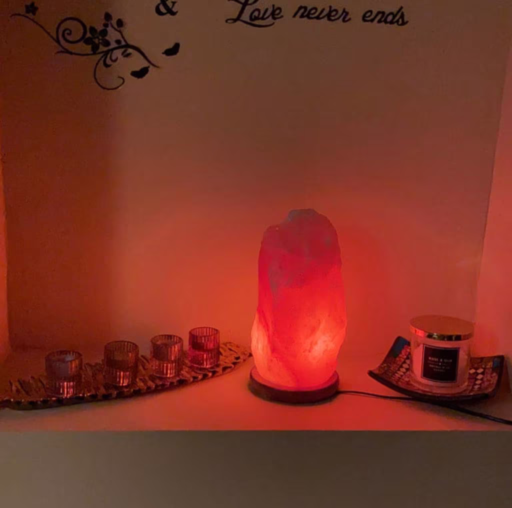 Himalayan Salt Lamp Rock Natural Healing Ionized Crystal 2-10 Kg With UK Dimming Switch Cable & Bulb
