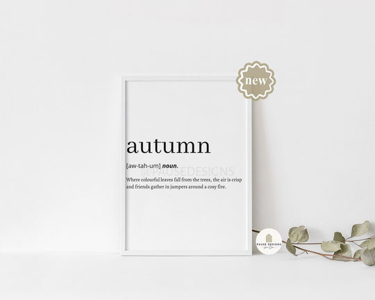 Autumn Definition Seasonal Wall Art Print | Unframed Print A3/A4/A5 Prints Home Decor/Fall Kitchen