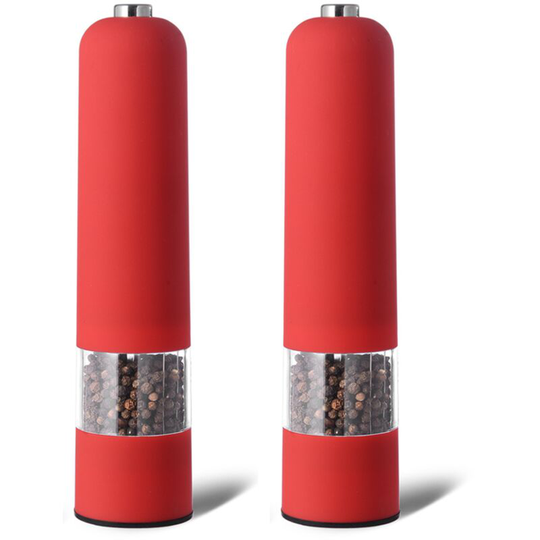 Salt and Pepper Mill Set of 2 Manual with Adjustable Ceramic Grinder from Coarse to Fine Spice Mill Set 2pcs red