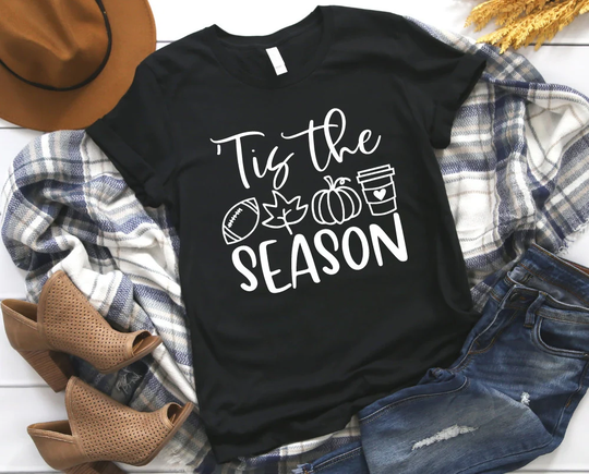 Tis The Season Shirt, Fall Football Mom Pumpkin Coffee Teacher Autumn Tee, Back To School