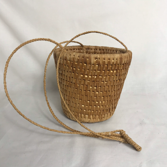 Vintage Plant Hanger. Planter. Hanging Basket. Woven Raffia. Boho. Tiki. 1970S Vgc