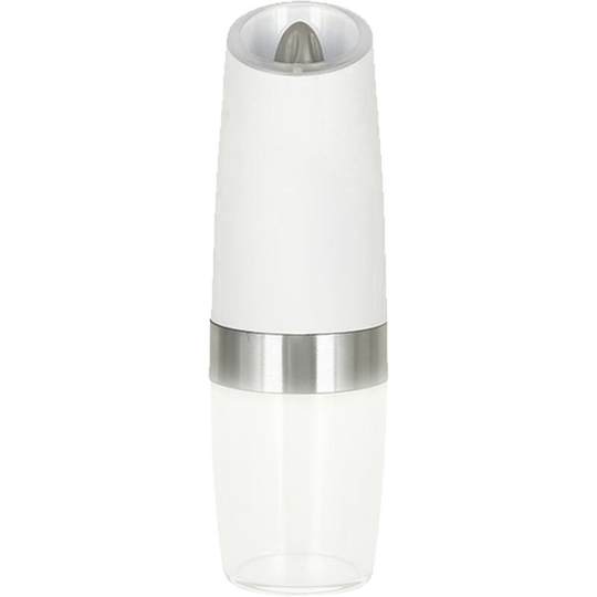 Electric Salt Pepper Grinder: Battery Operated Refillable Automatic Mill Adjustable Coarseness White