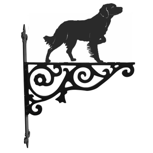 Brittany Spaniel Ornamental Hanging Bracket - Contemporary Basket Wall Mounted Decorative Garden Black