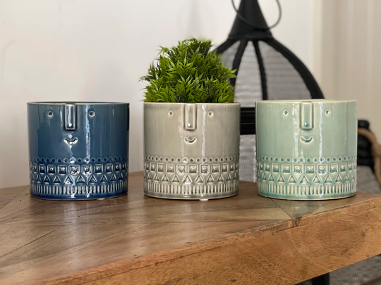 Ceramic Face Planters, House Plant Pots in Various Colours