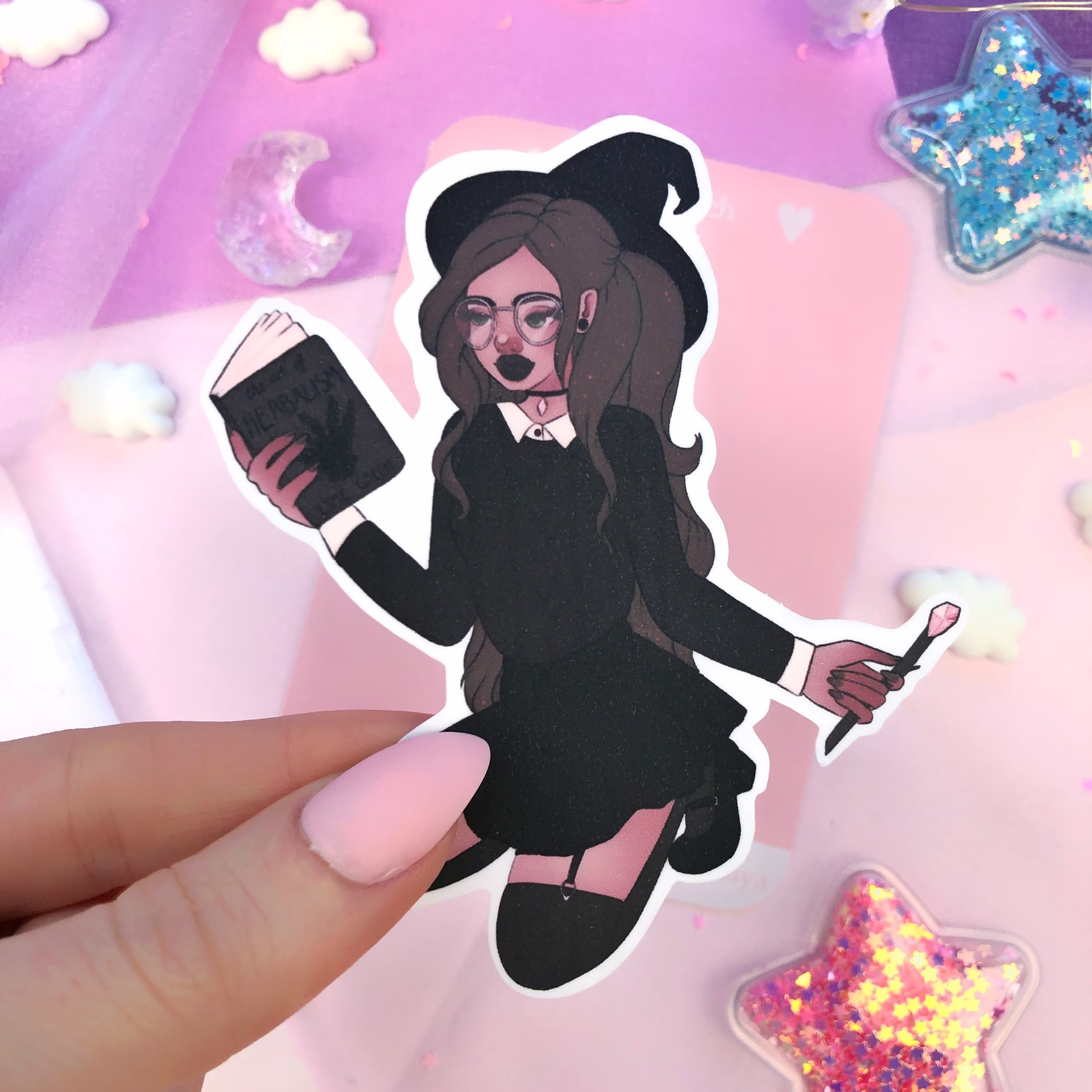 Herb Witch Sticker - Cute Sticker, Witchy Scrapbook Journal, Laptop Academia School