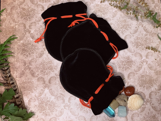 Velvet Juju Bag Pouch Set Of 3 For Herbs, Crystals, Spells, Magick, Witchcraft, Spiritual Coins Larping Roleplay Or Tumblestones
