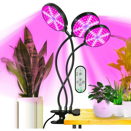Muff - Indoor Grow Light, usb Grow Light 45W Full Spectrum, Automatic Timer for Greenhouse, Gardening, Succulents (3 heads)