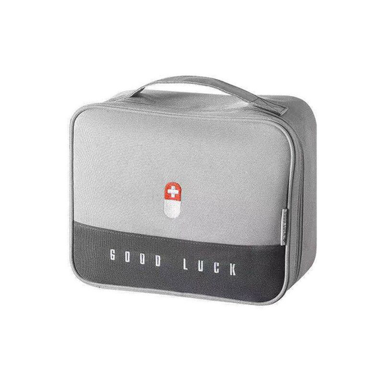 Zippered First Aid Kit Medicine Storage Bag Emergency Empty Bag Gray