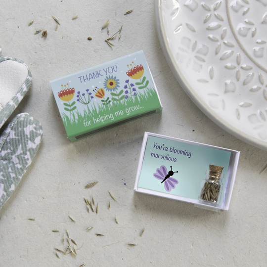 Thank You For Helping Me Grow Wildflower Seeds in A Matchbox, Card, Teacher Gift, Card