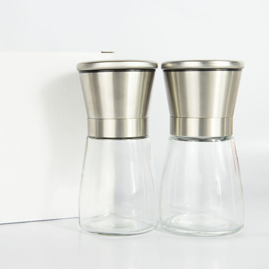 Sun Flowergb - Set of 2 premium ceramic salt and pepper mills with adjustable coarseness, fine and fine salt and pepper shakers.
