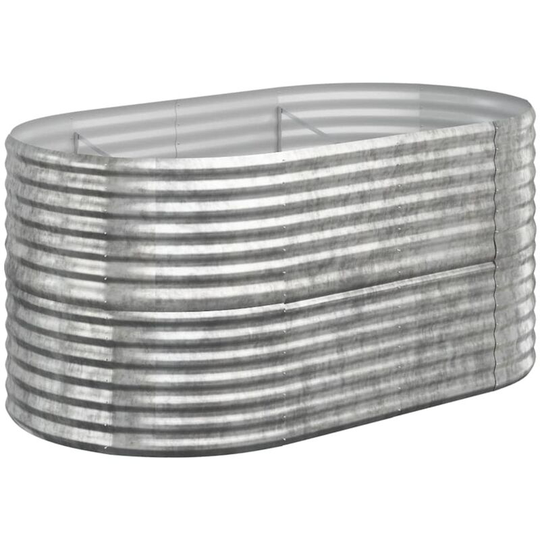 Garden Planter Powder-coated Steel 152x80x68 cm Silver Vidaxl Silver