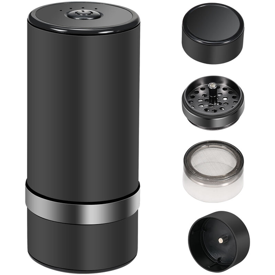 Electric Herb grinder, automatic aluminum alloy grinder with USB interface, black