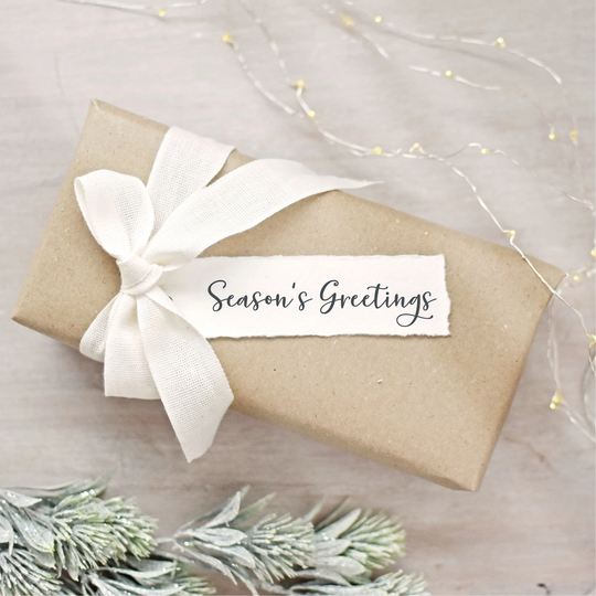 Season's Greetings Script Stamp