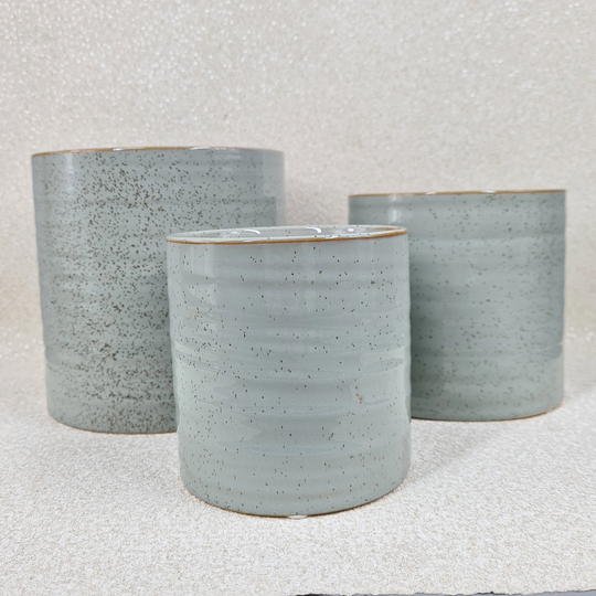 Duck Egg Blue Speckled Planter - 3 Sizes Light Textured