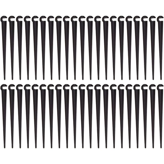 Langray - Irrigation Pipe Bracket Stakes Bracket Tube Stake Plastic Drip Irrigation Gardening Tool, Pack of 100