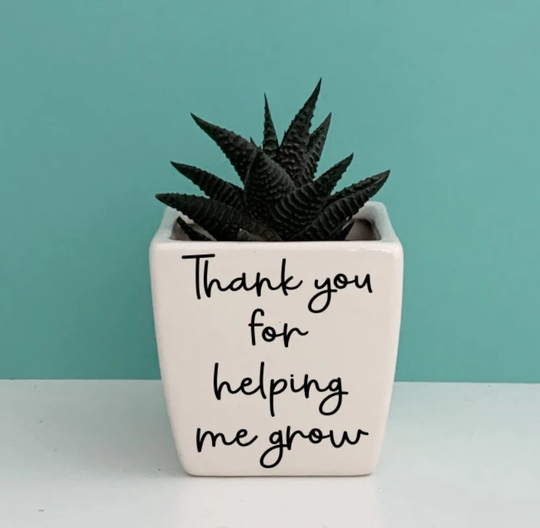 Ceramic Plant Pot For Teacher Gift, Thank You Helping Me Grow, End Of School Present, Childminder Gifts, Lover Gift