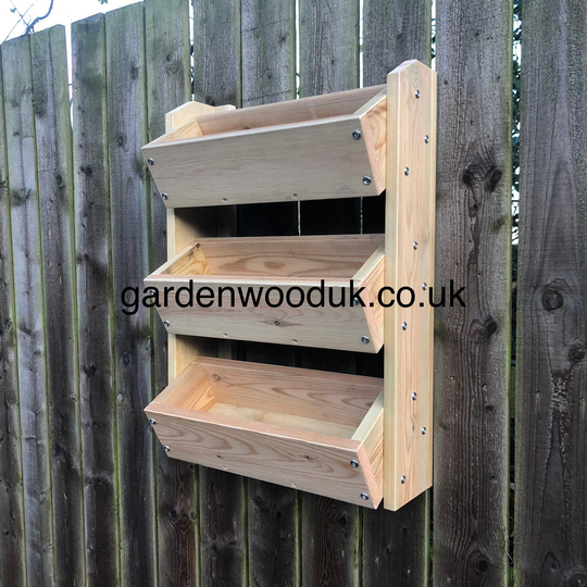 3 Tiered Wall Mounted Planter. Multi-Level Stepped Planter. Herb Planter, Strawberry Ladder Step Planters For Strawberries